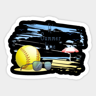 it' s  summer  time sports card .softball Sticker